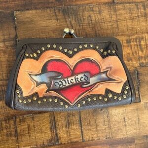 Isabella Fiore Brown and Red Clutch